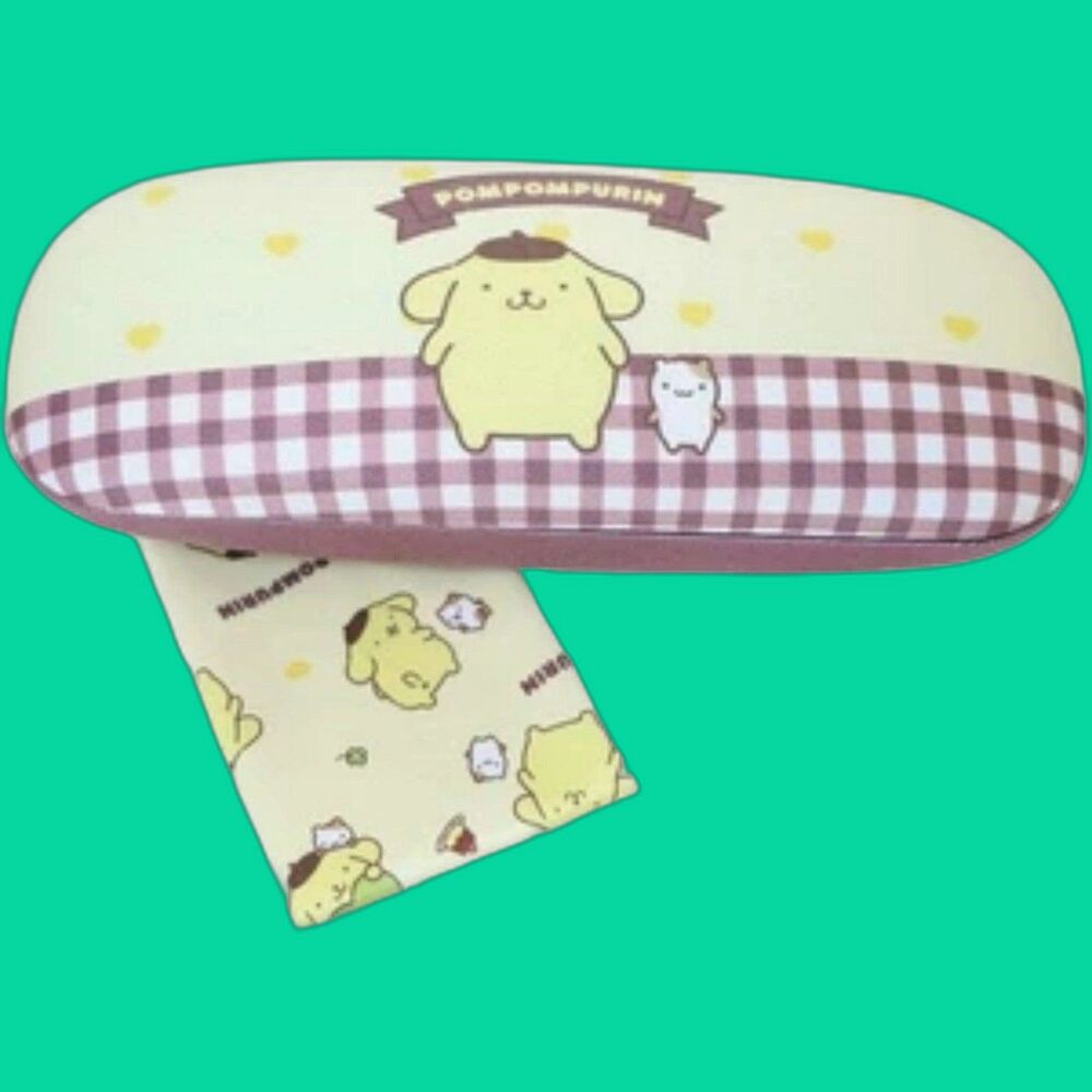 Pompompurin sanrio, eyeglasses case with cloth